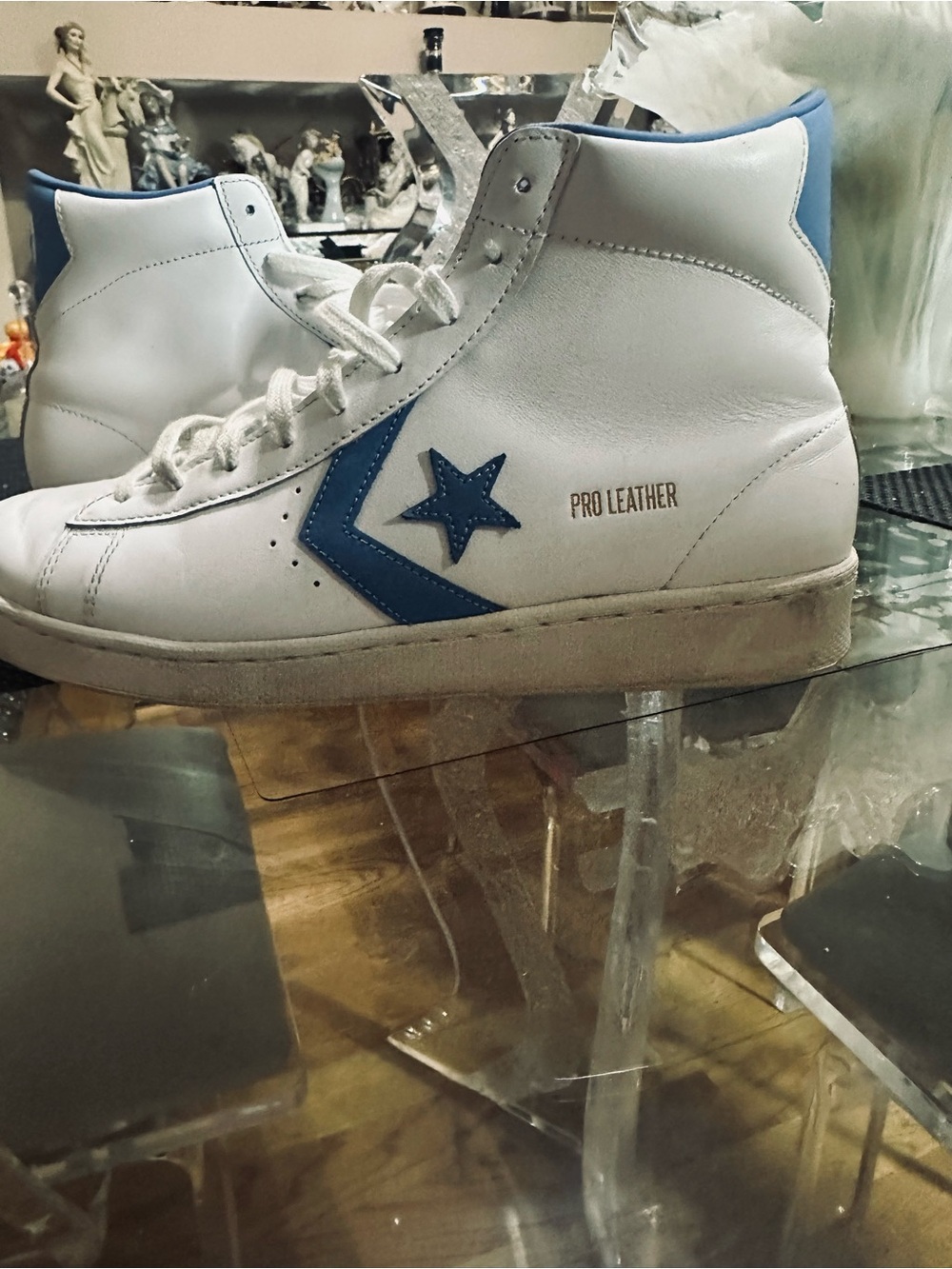 Converse Pro Leather mens' High-Top Sneakers in White/Blue